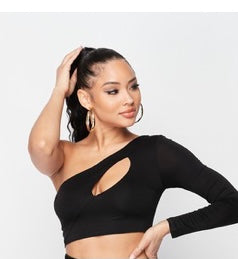 Cold Shoulder Black Crop Top
